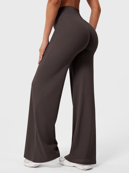 Women's Solid Summer High Waist Flared Wide Leg Pants