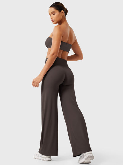 Women's Solid Summer High Waist Flared Wide Leg Pants
