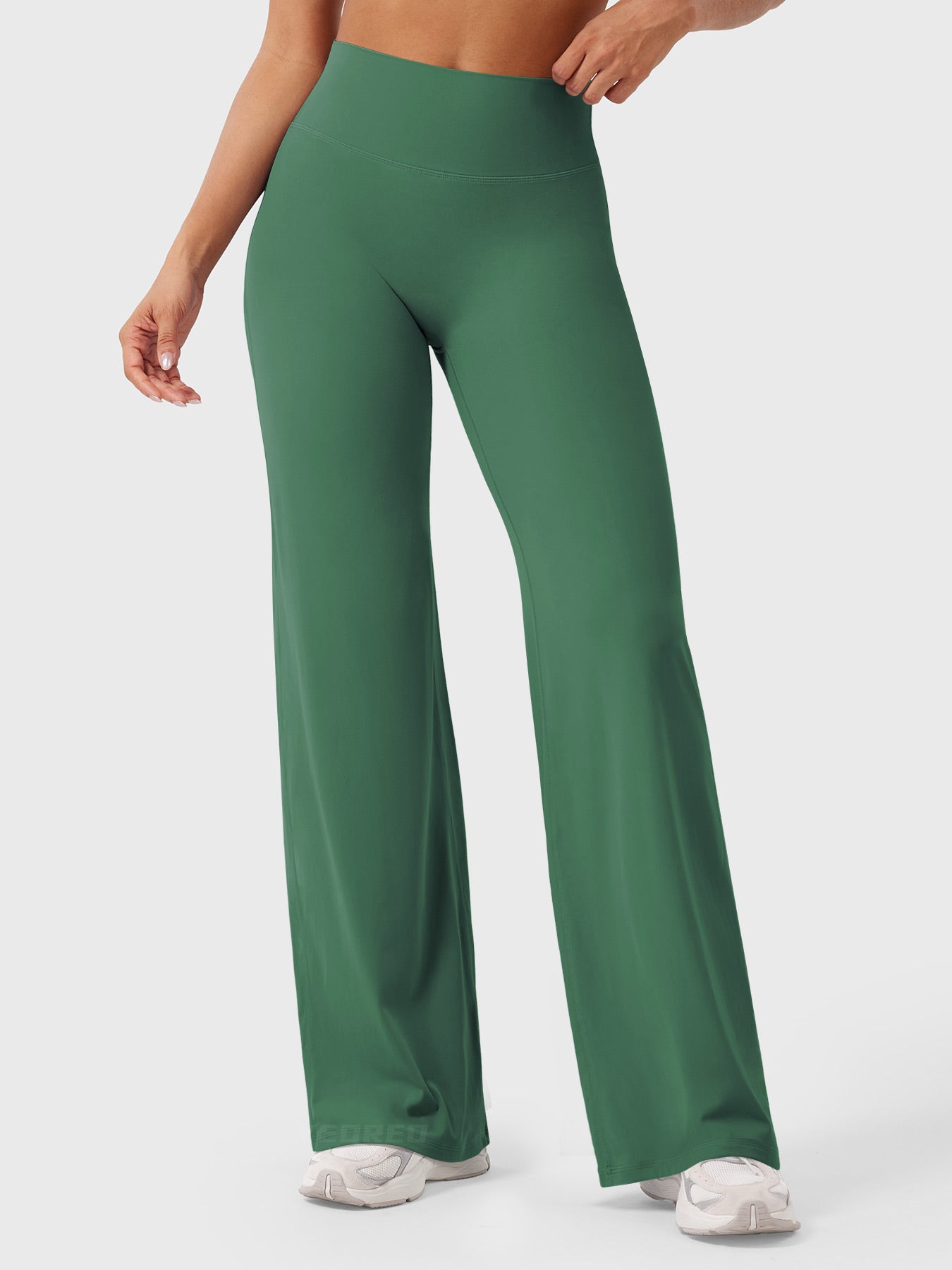 Women's Solid Summer High Waist Flared Wide Leg Pants