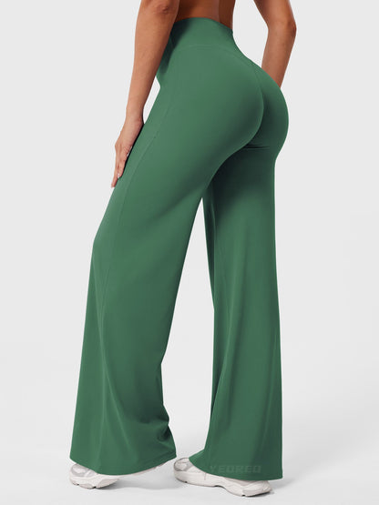 Women's Solid Summer High Waist Flared Wide Leg Pants
