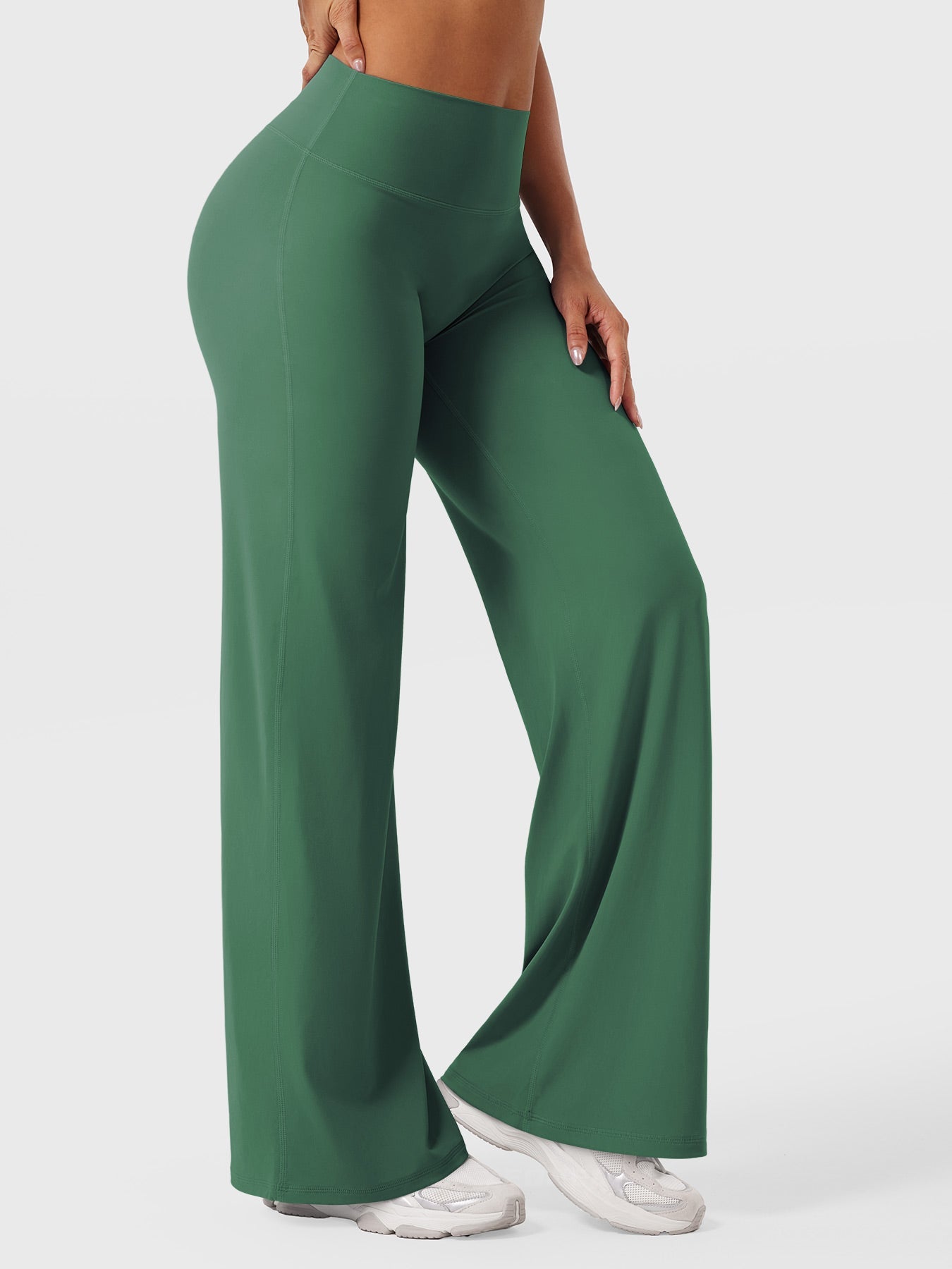 Women's Solid Summer High Waist Flared Wide Leg Pants