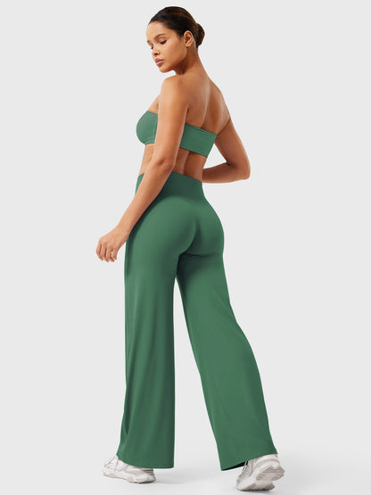 Women's Solid Summer High Waist Flared Wide Leg Pants