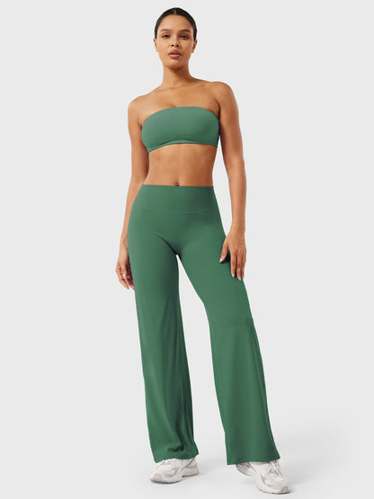 Women's Solid Summer High Waist Flared Wide Leg Pants