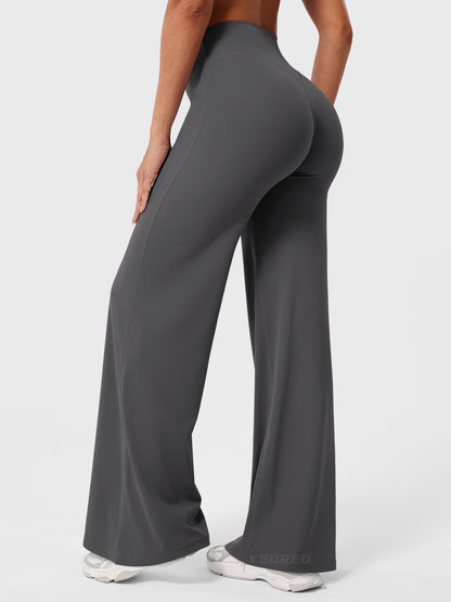 Women's Solid Summer High Waist Flared Wide Leg Pants