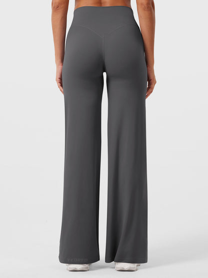 Women's Solid Summer High Waist Flared Wide Leg Pants