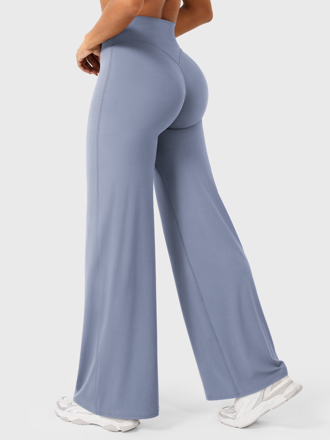 Women's Solid Summer High Waist Flared Wide Leg Pants