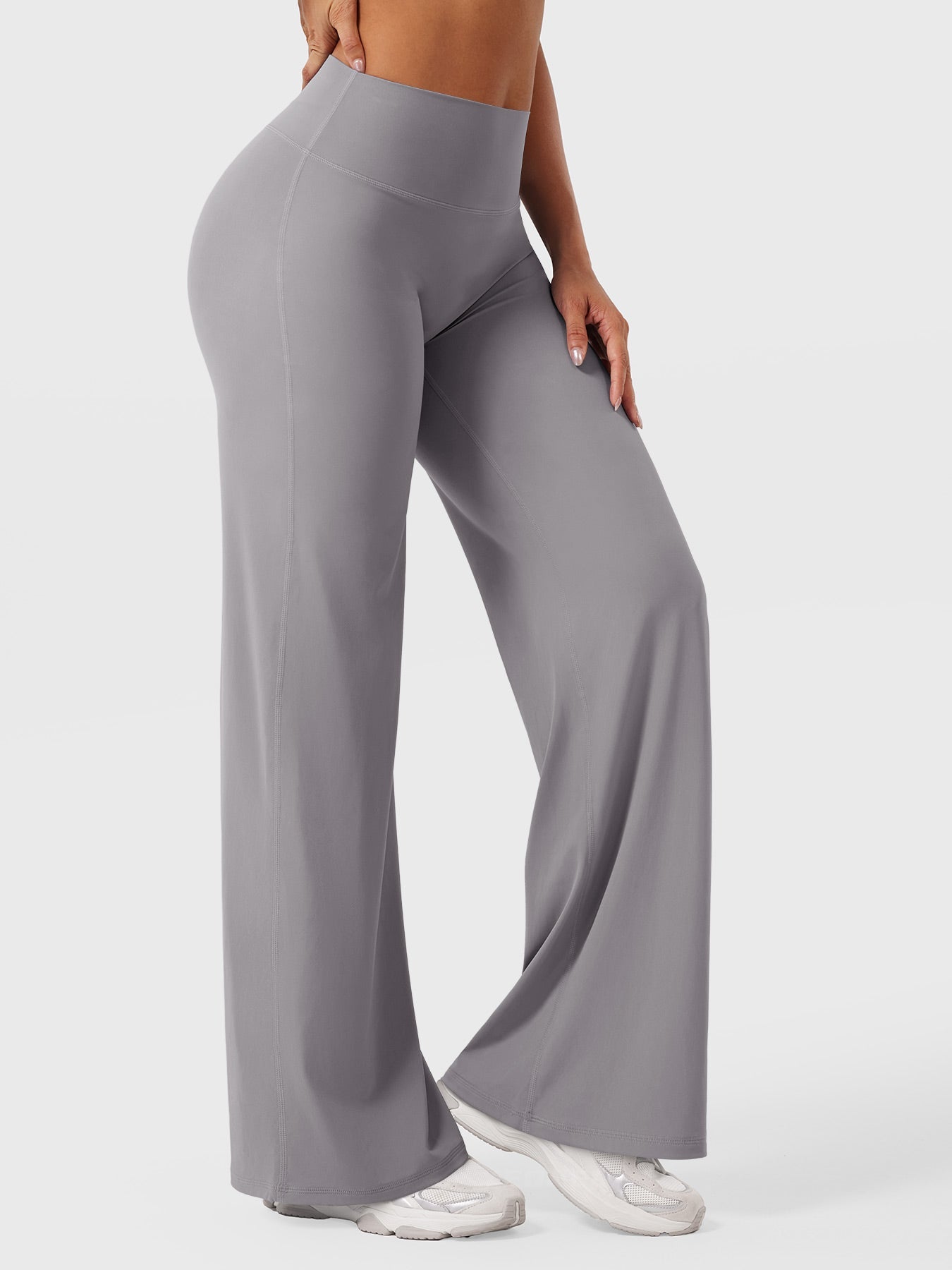 Women's Solid Summer High Waist Flared Wide Leg Pants