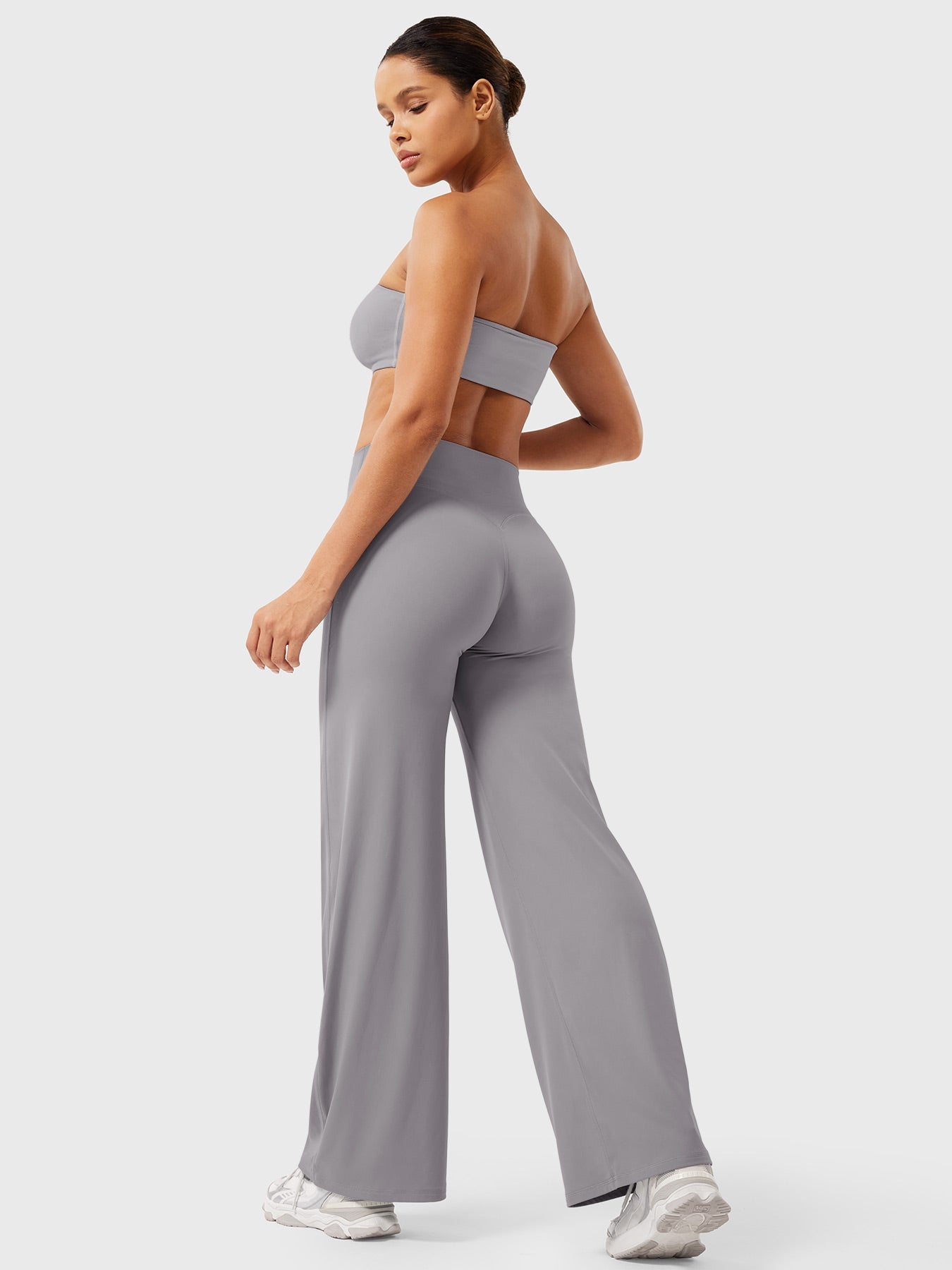 Women's Solid Summer High Waist Flared Wide Leg Pants
