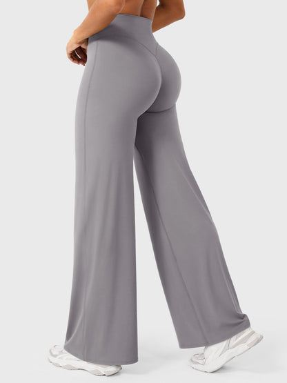 Women's Solid Summer High Waist Flared Wide Leg Pants