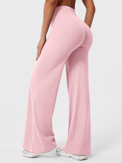Women's Solid Summer High Waist Flared Wide Leg Pants