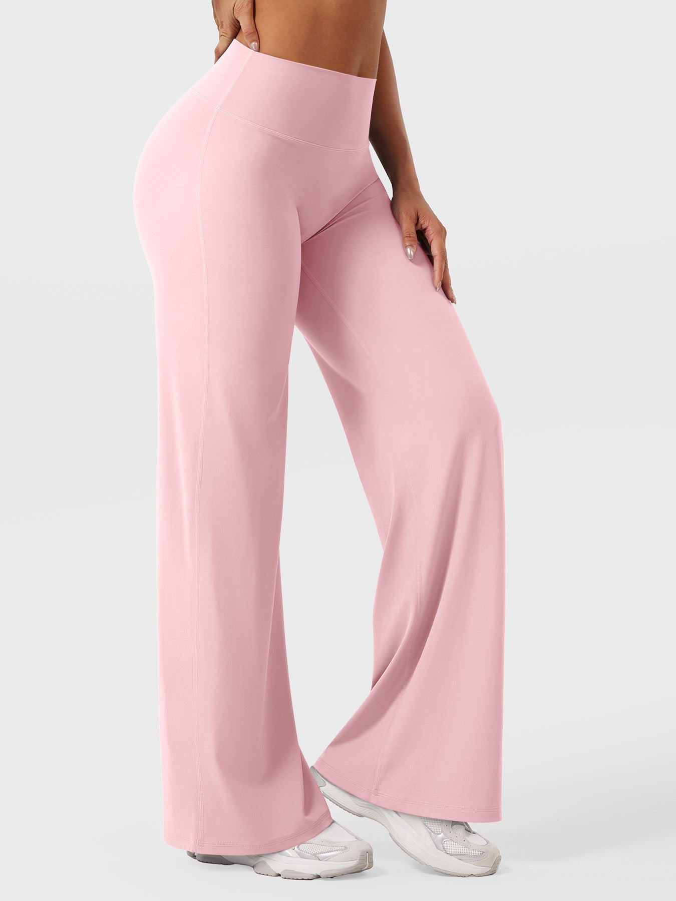 Women's Solid Summer High Waist Flared Wide Leg Pants