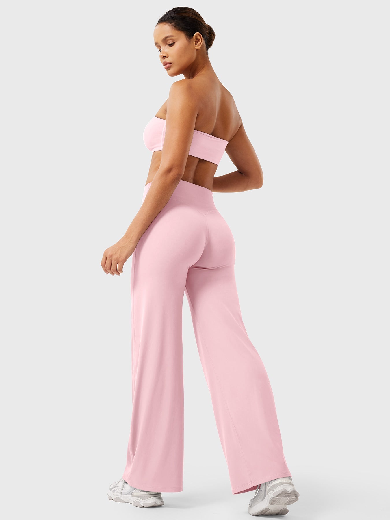 Women's Solid Summer High Waist Flared Wide Leg Pants