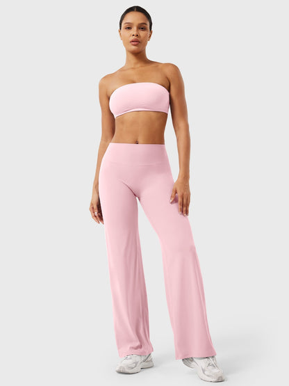 Women's Solid Summer High Waist Flared Wide Leg Pants