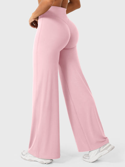 Women's Solid Summer High Waist Flared Wide Leg Pants