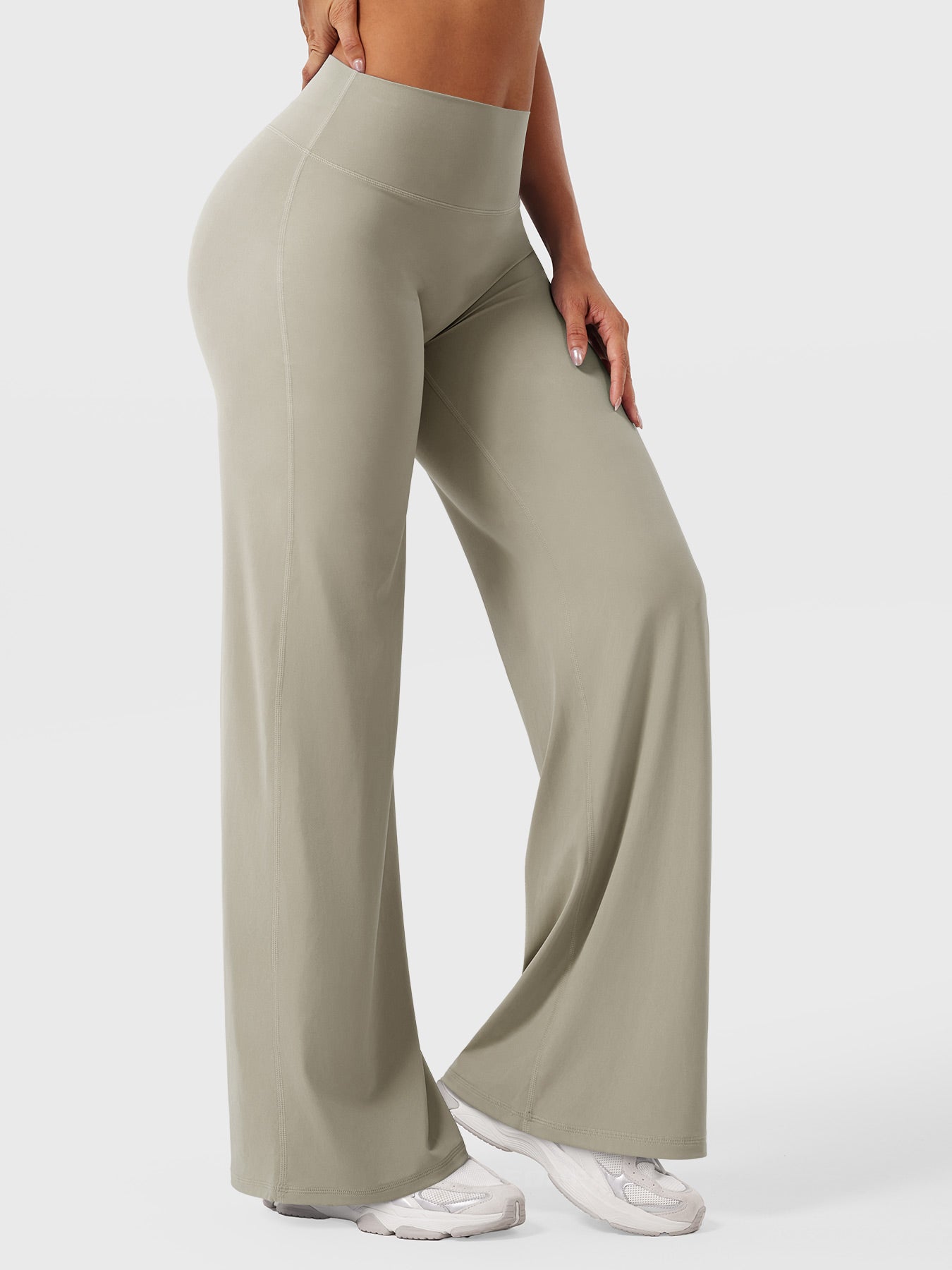 Women's Solid Summer High Waist Flared Wide Leg Pants