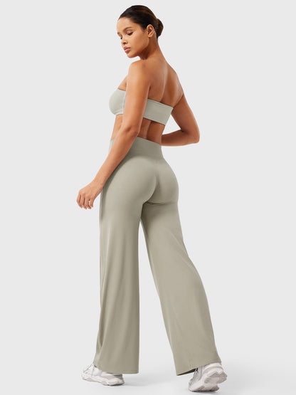 Women's Solid Summer High Waist Flared Wide Leg Pants