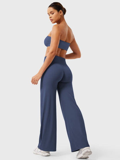 Women's Solid Summer High Waist Flared Wide Leg Pants