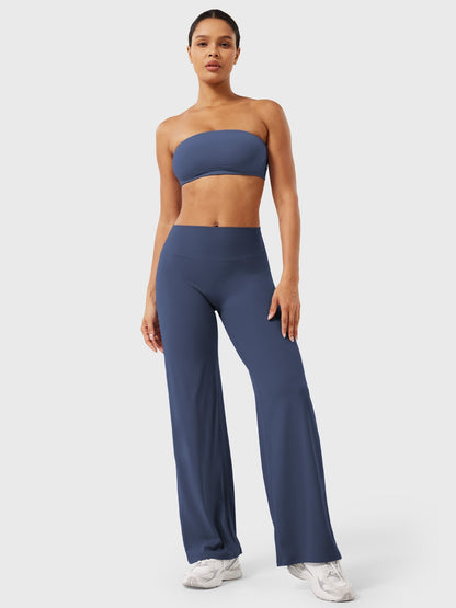 Women's Solid Summer High Waist Flared Wide Leg Pants