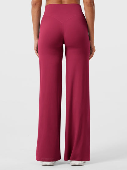 Women's Solid Summer High Waist Flared Wide Leg Pants