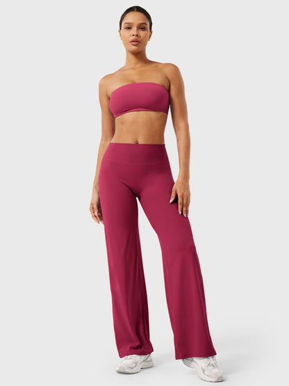 Women's Solid Summer High Waist Flared Wide Leg Pants
