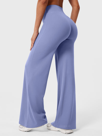 Women's Solid Summer High Waist Flared Wide Leg Pants
