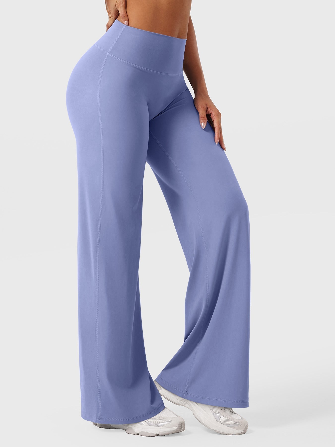 Women's Solid Summer High Waist Flared Wide Leg Pants