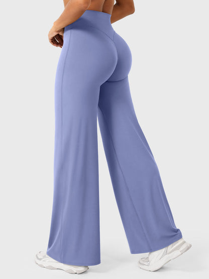 Women's Solid Summer High Waist Flared Wide Leg Pants