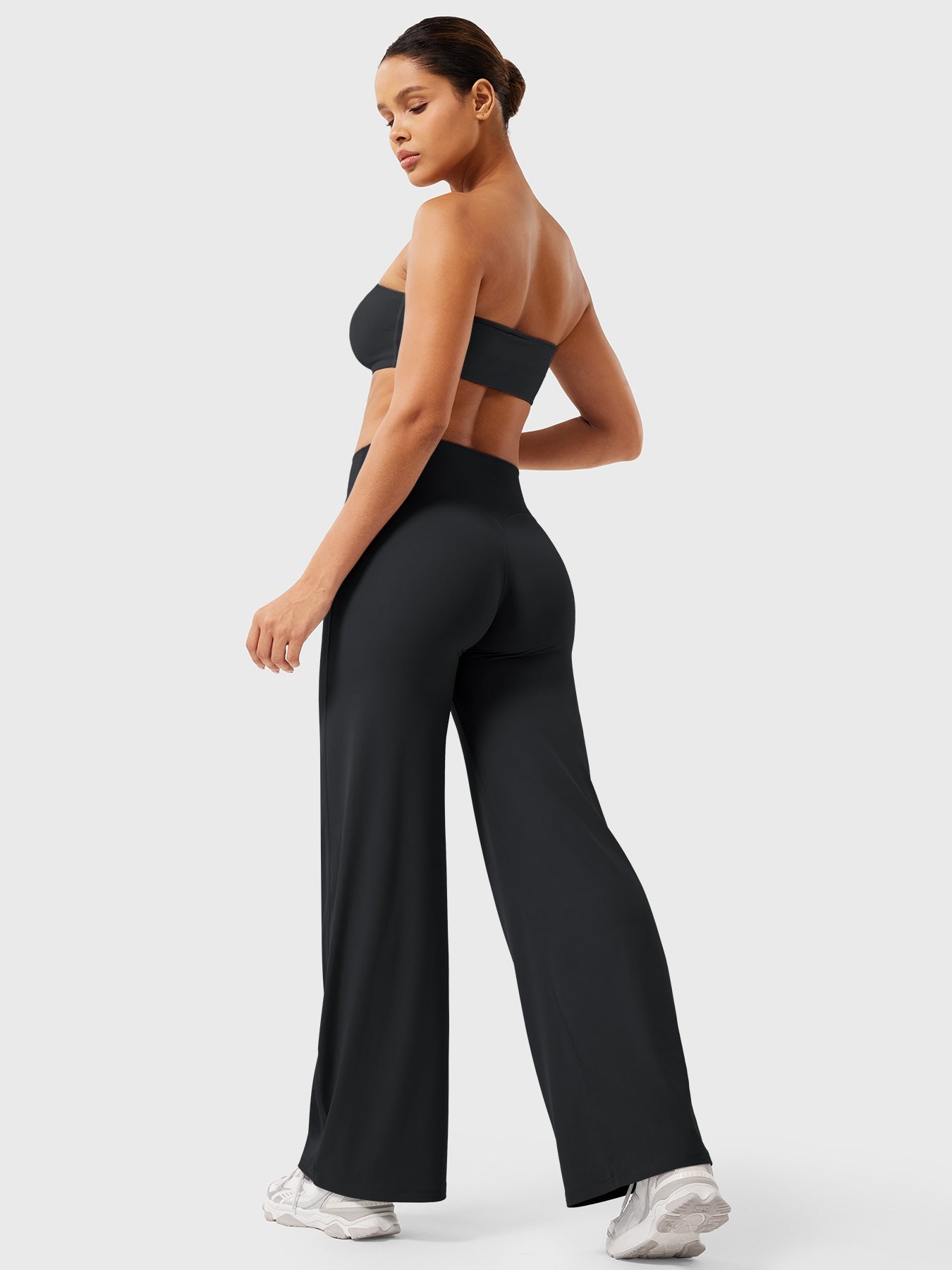Women's Solid Summer High Waist Flared Wide Leg Pants