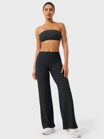 Women's Solid Summer High Waist Flared Wide Leg Pants