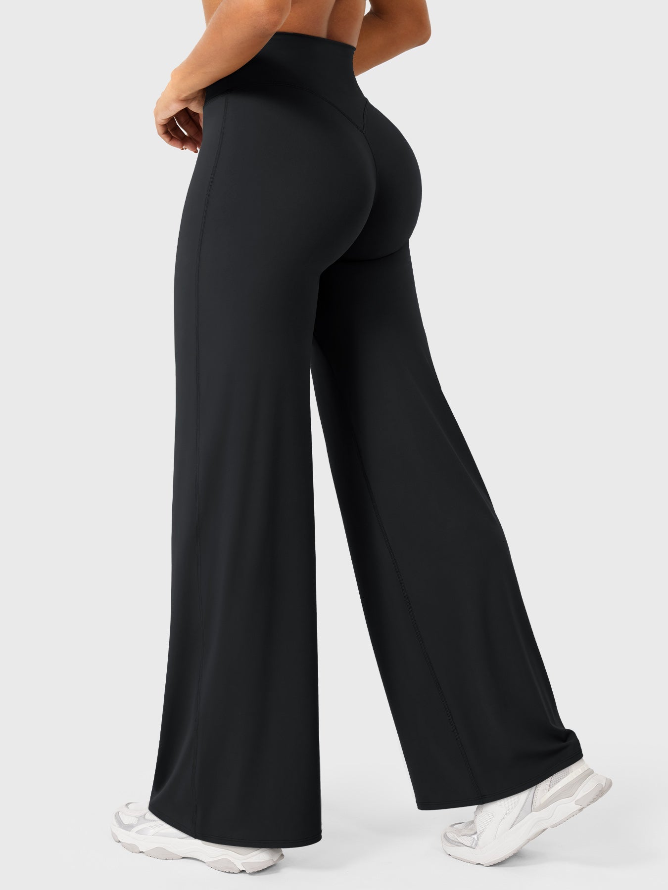 Women's Solid Summer High Waist Flared Wide Leg Pants