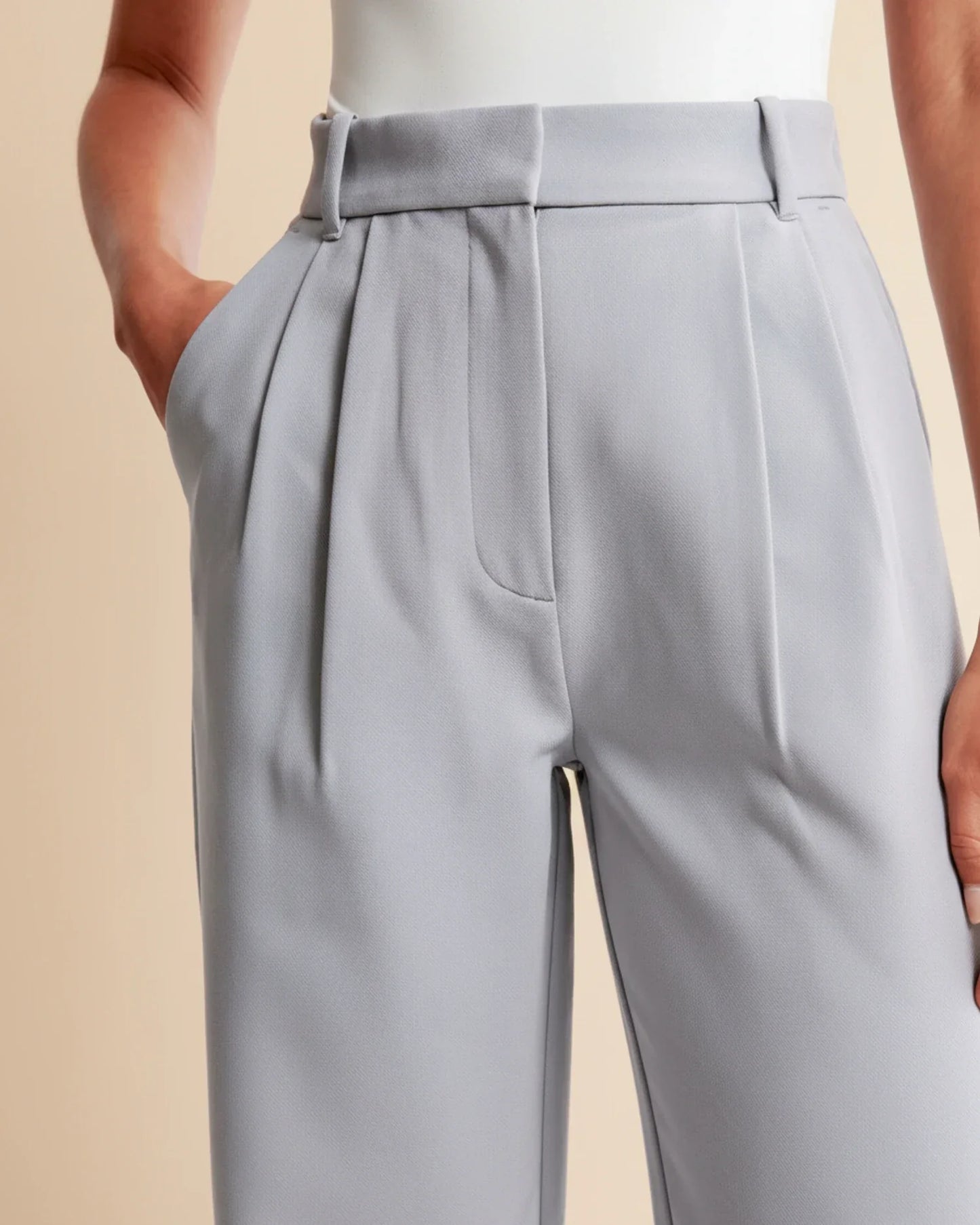 Women's High Waist Pleated Wide Leg Tailored Fit Trousers